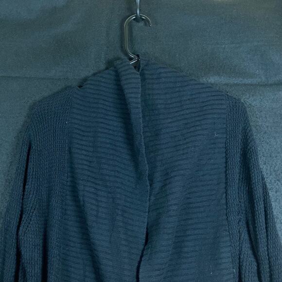 Express Womens Sweater Black Cardigan Open Front Knit Long Sleeve 100% Cotton M - Picture 2 of 12